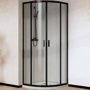 Vincea City 90x90 VSQ-5CT900CLB профиль Черный матовый стекло прозрачное без поддона