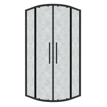 Grossman 301.K33.02.8080.21.02 Cosmo (80*80*195) полукруг,раздвижн,черн.матов,стекло шиншилла без поддона