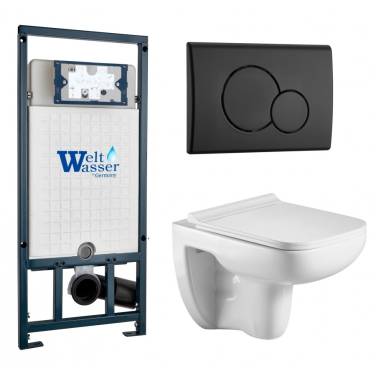 Комплект Weltwasser 10000010734 подвесной унитаз Kehlbach 004 GL-WT + инсталляция Marberg 507 + кнопка MAR 507 RD MT-BL