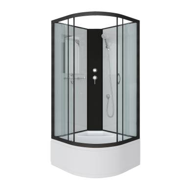 Niagara NG-6709-14BK (1000х1000х2150) высокий поддон(45см) стекло ПРОЗРАЧНОЕ черные профиля 4 мест