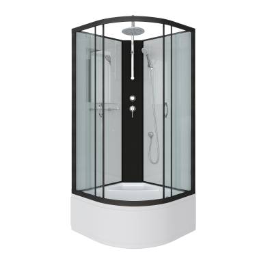 Niagara NG-6709-14BKT (1000х1000х2150)высокий поддон(45см) стекло ПРОЗРАЧНОЕ черные профиля 4 мест