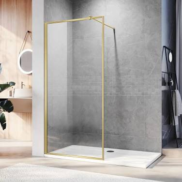 Veconi Korato KR-81G, 900x2000, брашированное золото, стекло прозрачное (KR81G-90-01-C8)