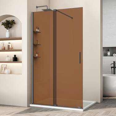 Vincea Walk-In VSW-1WSL120GSGM, 1200*2000, вороненая сталь, стекло янтарь