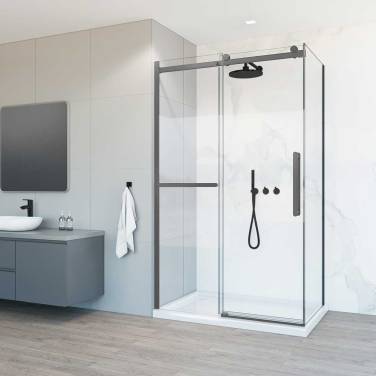 Vincea Como Soft VSR-1CS1011CLGM, 1100*1000, вороненая сталь, стекло прозрачное (без поддона)