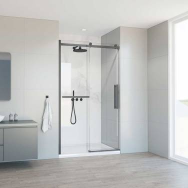Vincea Como Soft VDS-1CS120CLGM, 1200, вороненая сталь, стекло прозрачное