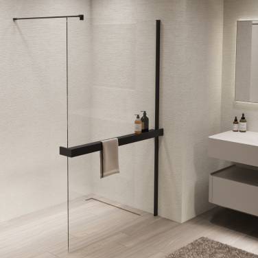Vincea Walk-In VSW-1HR110CLB, 1100*2000, черный, стекло прозрачное