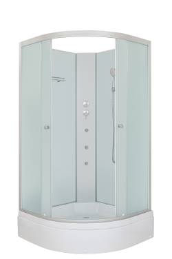 DTO LM780N с гидромассажем(80х80х200), средний поддон(27), профиль хром, стекло матовое(5мм), 4места