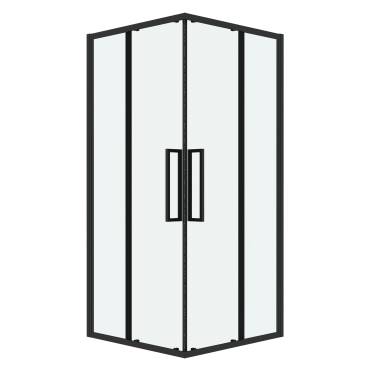 Grossman 300.K33.02.8080.21.00 Cosmo (80*80*195) квадрат,раздвижн,черн. матов,стекло прозрачн без поддона