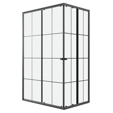 Niagara Eco NG-1018-14QKL (100х80х190) прямоугольник,раздвижное,черный,стекло клетка,1 место, без поддона в комплекте