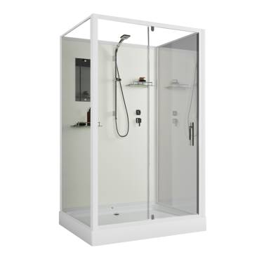 Niagara Standart ST120/90/15Q/BK (120х90х200) прямоугольник,поддон 15см,распашная,проф.белый,без крыши,3 места