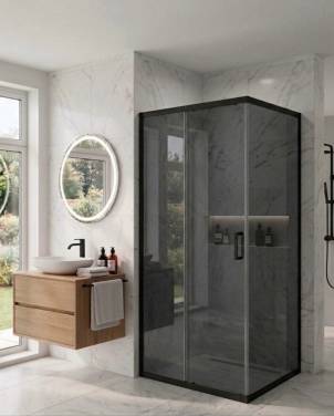 MaybahGlass MGY-2688-6 (раздвижная+глухая) 1900*900*1950 Стекло 6 мм Графит