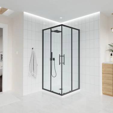 Veconi Evo 300 B, 1100х900x1950, черный матовый, прозрачное стекло