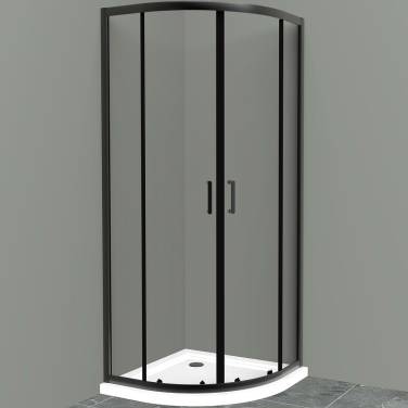 BelBagno Uno 100х100 UNO-195-R-2-100-C-NERO профиль Черный матовый стекло прозрачное без поддона