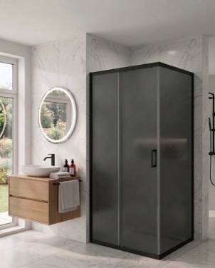 MaybahGlass MGY-2689-6 (раздвижная+глухая) 1900*900*1950 Стекло 6 мм Графит матовый