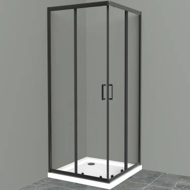 BelBagno Uno 90х90 UNO-195-A-2-90-C-NERO профиль Черный матовый стекло прозрачное без поддона