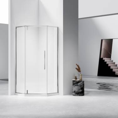 Vincea Слим-Н (Slim-N) VSP-4SN900CLBN, 900*900, брашированный никель, стекло прозрачное