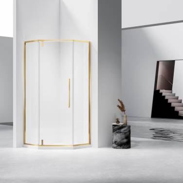 Vincea Слим-Н (Slim-N) VSP-4SN900CLG, 900*900, брашированное золото, стекло прозрачное