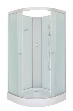 DTO LM909N без крыши(90х90х200) низкий поддон(15см), профиль хром, стекло матовое(5мм), 3места