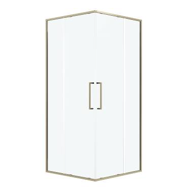 Niagara Nova NG-6436-80SG (80х80х195) квадрат,золото сатин,двери раздвижные,стекло прозрачное,1 место