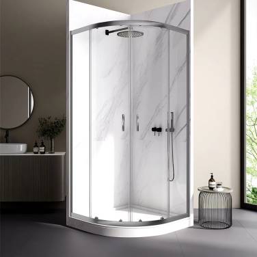 Veconi Rovigo RV-202GR, 900x900x1900, брашированный графит, прозрачное стекло