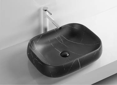 Ceruttispa CR0086 MMB1 накладная, мрамор матовый черный, прямоугольная 565х400х145