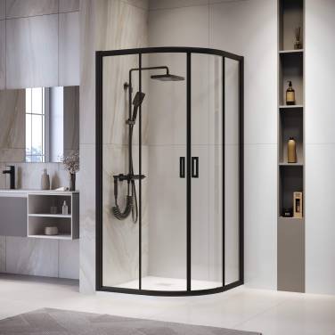 RGW PA-52-B Полукруг/Чёрный/Прозрачное/6 мм (975-995*975-995) (Easy)/100*100*195 без поддона