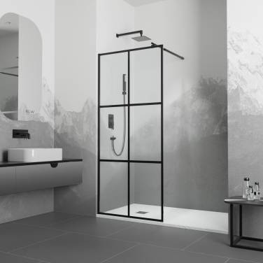 RGW WA-111 B Чёрный/Прозрачное(Принт)/8 мм (Easy)/90*195