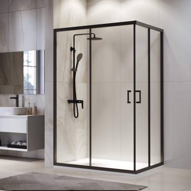 RGW PA-246-B Прямоуг./Чёрный/Прозрачное/6 мм (875-895*1175-1195) (Easy)/90*120*195 без поддона