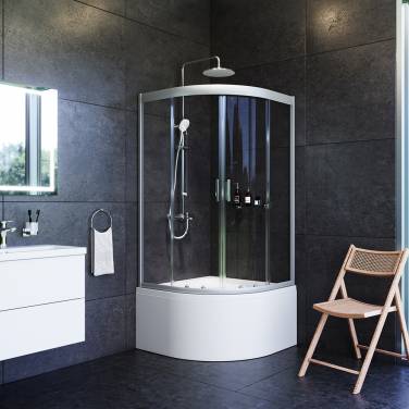 Am.Pm Gem Deep W90G-401A090WT, 90х90 см,стекло прозрачное,профиль матовое серебро