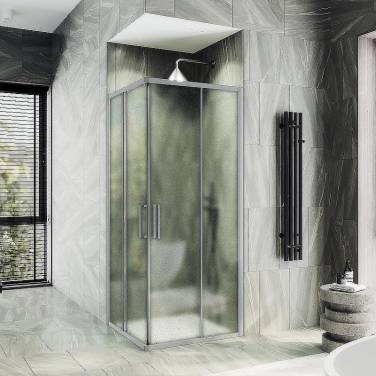 Maybah Glass MGY-1327-5 900x900x1950 раздвижной профиль Хром матовый стекло сатиновое