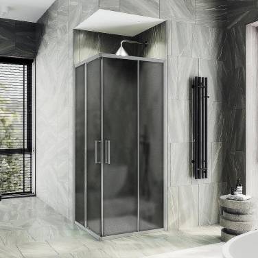Maybah Glass MGY-1329-5 900x900x1950 раздвижной профиль Хром матовый стекло графитовое матовое