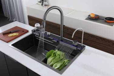 Ceruttispa GLORIA II nano black (серая) кухонная, многофункциональная, из нержавеющей стали, (750х460х230)