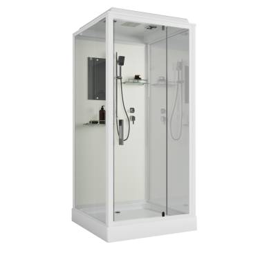 Niagara Standart ST100/15Q (100х100х215) квадрат,поддон 15см,распашная,проф.белый,3 места
