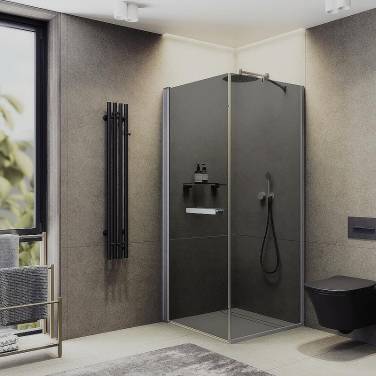 Maybah Glass MGY-1321-5 900x900x1975 на монопетле Хром матовый стекло графитовое