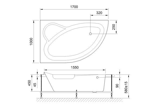 Royal Bath ALPINE RB819102 170x100x58L