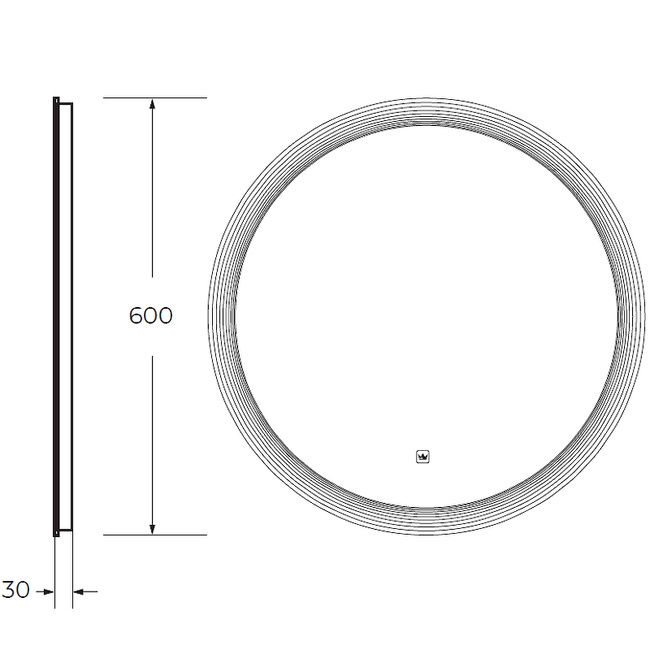 Cezares Eco 60 CZR-SPC-ECO-600-LED-TCH с подсветкой с лазерной гравировкой и сенсорным выключателем