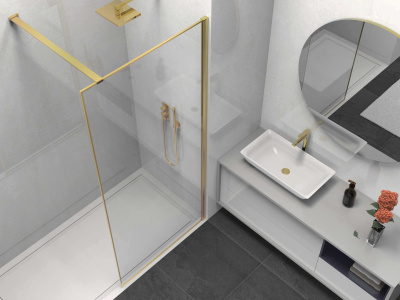 Vincea Walk-In VSW-1HS800CLG, 800*2000, брашированное золото, стекло прозрачное