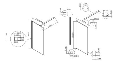 Vincea Walk-In VSW-1HS800CLG, 800*2000, брашированное золото, стекло прозрачное