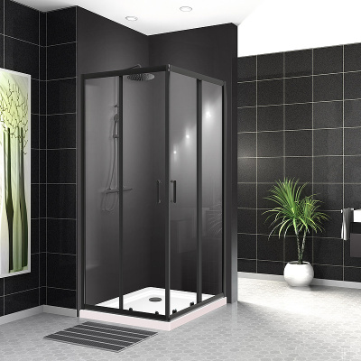 BelBagno Uno 90х90 UNO-195-A-2-90-C-NERO профиль Черный матовый стекло прозрачное без поддона