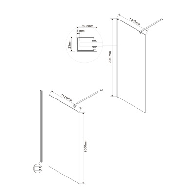 Vincea Walk-In VSW-1H120CLB, 1200x2000, черный матовый, стекло прозрачное