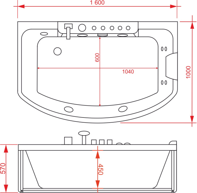 EVA GOLD 1600*1000*570 с насосом OLB-842R Wend Edition правосторонняя