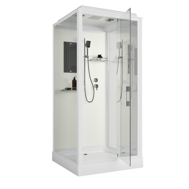 Niagara Standart ST100/15Q (100х100х215) квадрат,поддон 15см,распашная,проф.белый,3 места