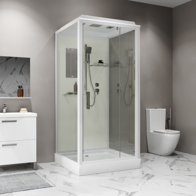 Niagara Standart ST100/15Q (100х100х215) квадрат,поддон 15см,распашная,проф.белый,3 места
