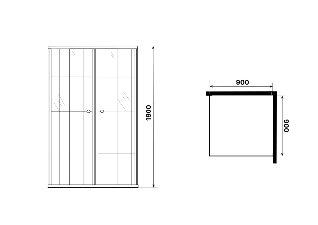Niagara Eco NG-1009-14QKL (90х90х190) квадрат,раздвижное,черный,стекло клетка,1 место, без поддона в комплекте