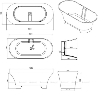 Aquanet Bloom Ellipse 165*75*58 POLY STONE, цвет матовый MATTE WHITE (198953) Aquanet Bloom Ellipse 165*75*58 POLY STONE, цвет матовый MATTE WHITE (198953)