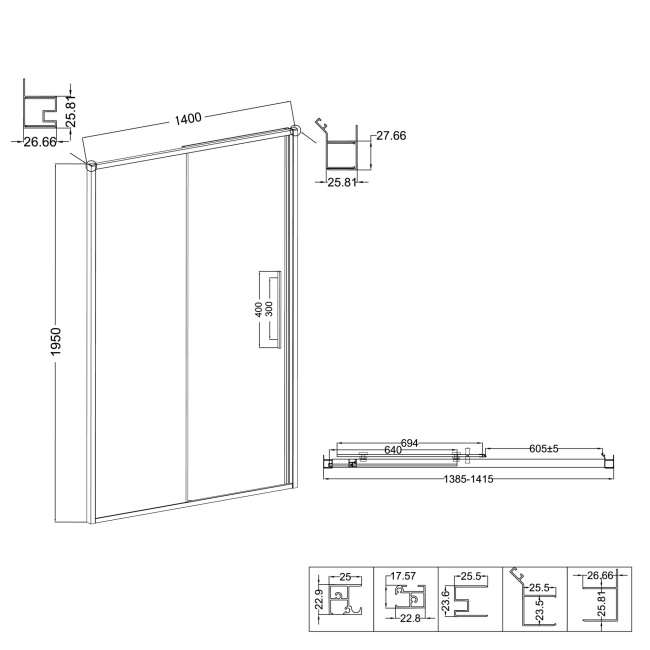 Niagara Nova NG-85-14TB (140*195) черный матовый, стекло тонированное, 1 место