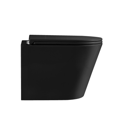 Grossman GR-4478BMSQ (515х355х365) безободковый,черный матовый с тонкой крышкой,микролифт,смыв торнадо,1 место