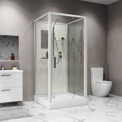 Niagara Standart ST90/15Q/BK (90х90х200) квадрат,поддон 15см,распашная,проф.белый,без крыши,3 места