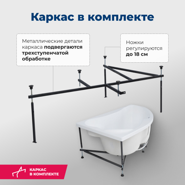 Aquanet Capri 160x100 L (с каркасом и фронтальной панелью)