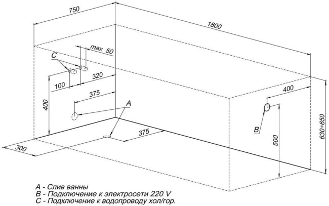 Aquanet Viola NEW 180x75 (с каркасом)